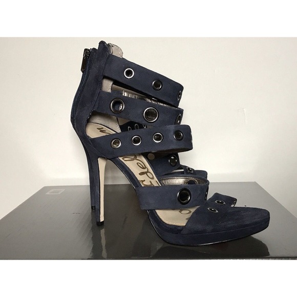 Sam Edelman Stiletto Sandals, Caged Open Toe with Metal Grommets 9.5M - Picture 2 of 11